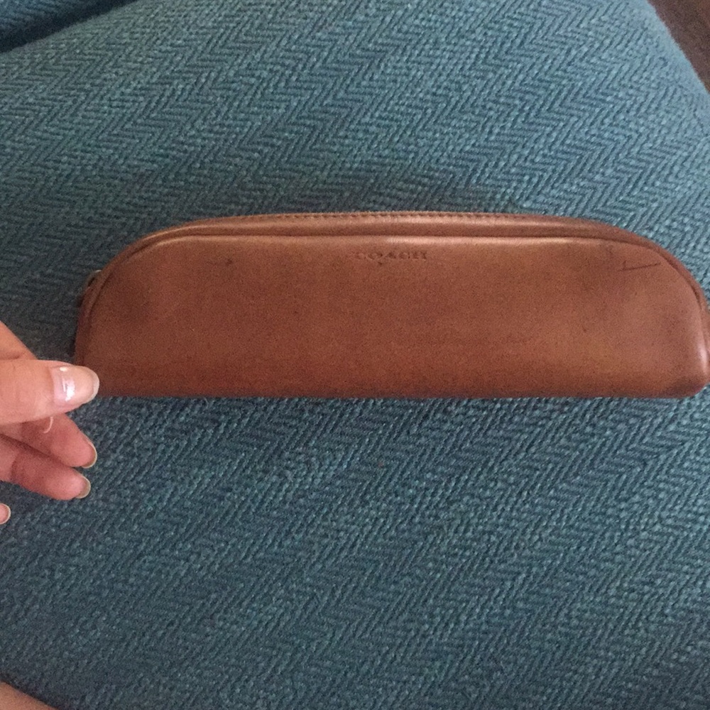 Authentic brown COACH pencil/makeup bag.